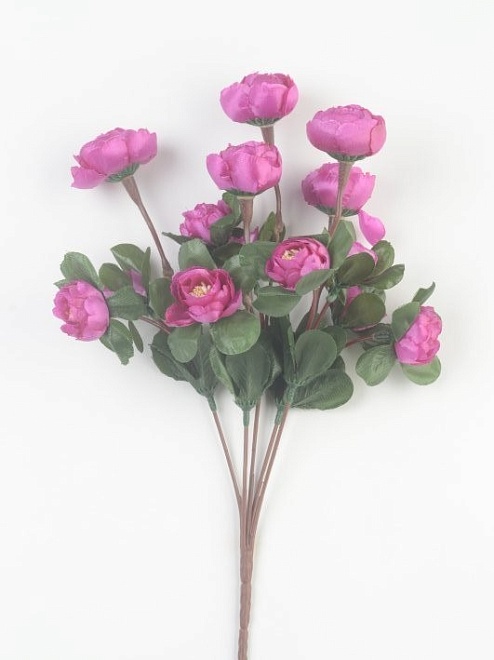 Камелия в букете, искусственная, 15 голов, h34см, сиреневый