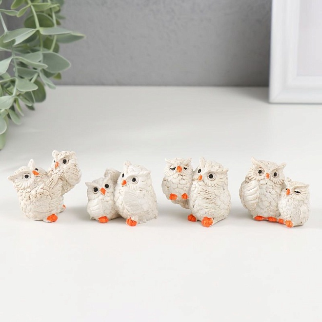 Фигурка для флорариума Сова и совенок 4*3,5*3см микс