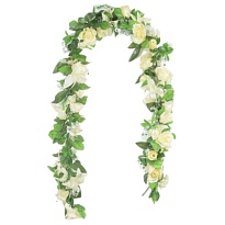 Лиана искусственная, лилия и роза, h200см, кремовый