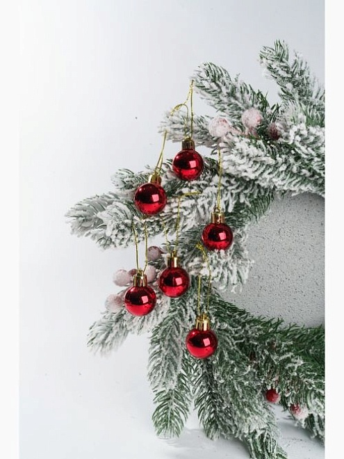 Елочные игрушки Шар Глянец d3см 6шт пластик красный