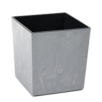 Кашпо Ламела Юкка ECO recycled beton 30*30 h31см 19л с вкладкой пластик серый бетон