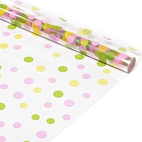 Пленка прозрачная 70см*08м Коллекция горох салатовый/розовый/желтый