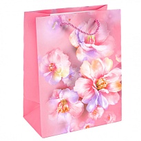 Пакет подарочный 18*23*10см Цветы розовый