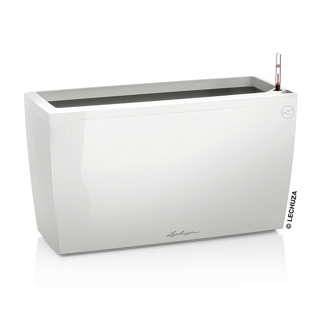 Кашпо Lechuza Караро 75, автополив, ролики, белый 75*30*42,5см