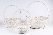 Корзина плетеная (ива) d38*30*h14*hh39см круг выбеленный