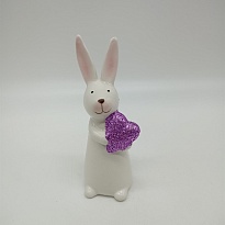 Сувенир Заяц с сердцем керамика h12см