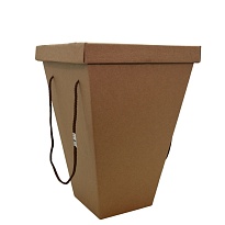 Коробка под цветы Трапеция 16*30*43 см с крышкой крафт