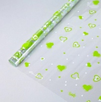 Пленка прозрачная 70см*10м Коллекция Валентинка салатовый-белый