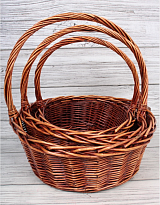 Корзина (ива) d27*h12*hh31cм круг коричневый