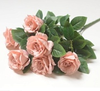 Розы в букете, искусственные, 7 голов, h52см, розовый
