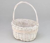 Корзина плетеная (ива) d28*23*h15*hh32см овал белый