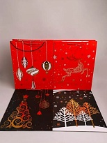 Пакет подарочный НГ 31*40*12см елки шары олень 