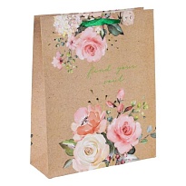 Пакет подарочный 26*32*9см багряный закат роз 