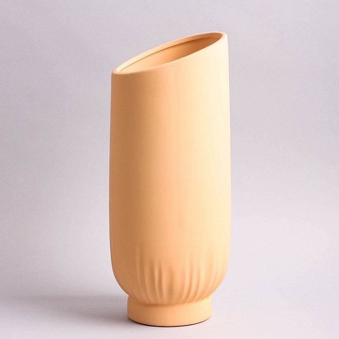 Ваза декоративная d12.5*h31см керамика кремовый