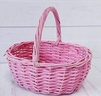 Корзина (ива) d27*21*h11*hh25см овал розовый