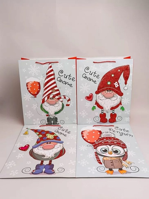 Пакет подарочный НГ 31*40*12см гномы