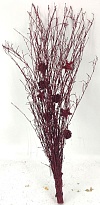 Ветка декоративная в связке с шишками h90см красный