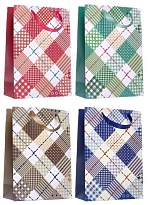 Пакет подарочный 22*31*10см Тартан ассорти