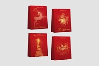 Пакет подарочный НГ 18*24*8,5см олень колокольчик елка