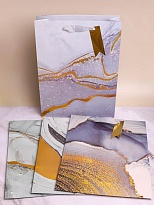 Пакет подарочный 32*42*11см мрамор микс