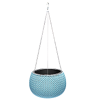 Кашпо подвесное Lace d24 h63см 2.3л с вкладкой пластик серо-голубой