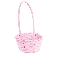Корзина (бамбук) d19*h9*hh32см круг светло-розовый