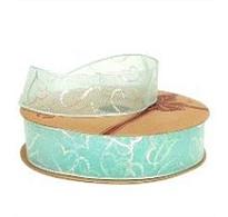 Лента органза 25мм*10ярд Перламутровые сердца тиффани