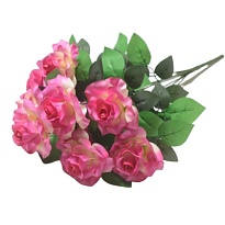 Роза в букете, искусственная, 9 голов, h60см, нежно-сиреневый