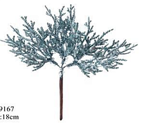 Ветка декоративная с глиттером h18см бирюзовый