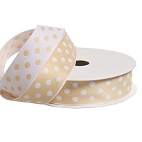 Лента хлопковая 26мм*12ярд Горох светло-желтый