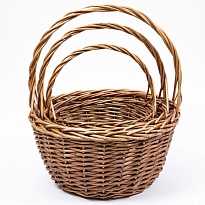 Корзина плетеная (ива) d30*h16*hh40см круг медовый