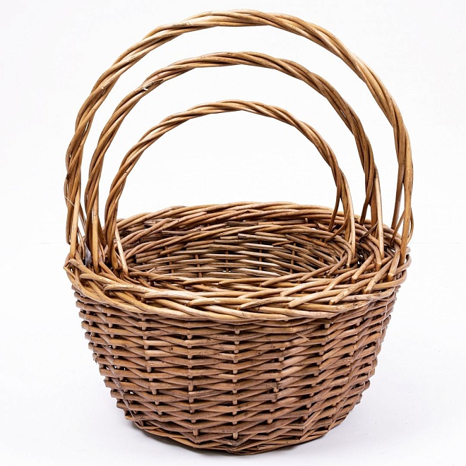 Корзина плетеная (ива) d30*h16*hh40см круг медовый