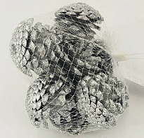 Шишка сосновая 5-7см 10шт серебряный 