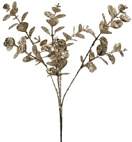 Ветка декоративная с глиттером h35см золотой