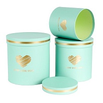 Коробка шляпная Тубус с Сердцем d18*h18см Бирюзовый