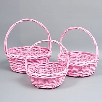 Корзина (ива) d35*h14*hh35см круг розовый