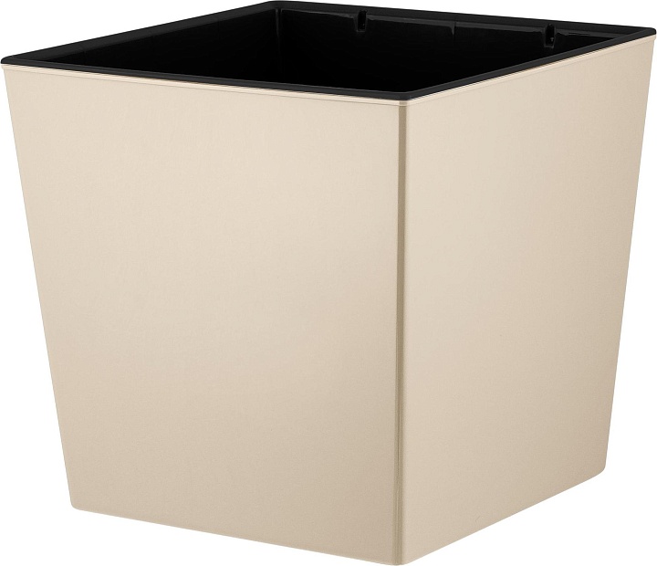 Кашпо London Cube 25*25 h23,8см 11.6л с вкладкой пластик калифорнийский миндаль