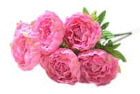 Пионы в букете, искусственные, 7 голов, h52см, малиновый