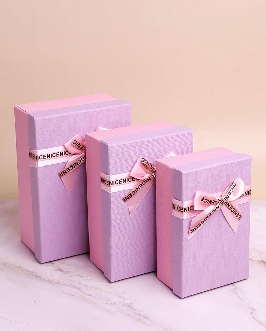 Коробка подарочная Прямоугольник 21*14*8см бант розовый
