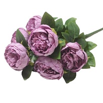 Пион в букете, искусственная, 6 голов, h47см, сиреневый