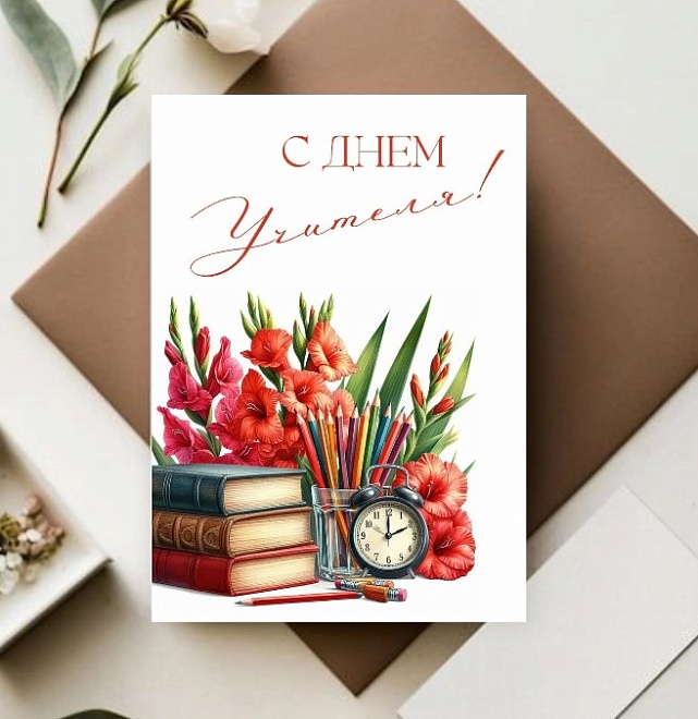 Открытка С днем учителя 7*10см 5шт