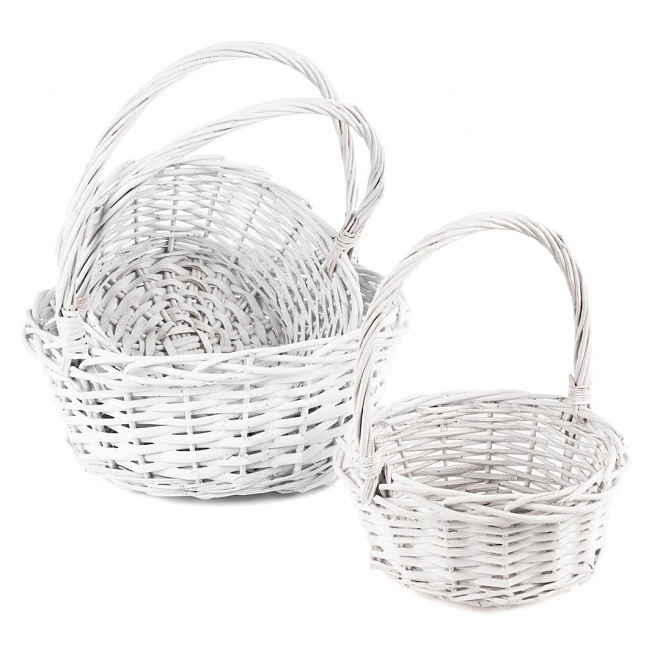 Корзина (ива) d25 h10*hh27см круг белый