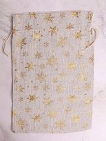 Мешок подарочный НГ Снежинки 20*30см золотой серый 