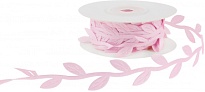 Лента полиэстер 25мм*12ярд Изящные листья розовый
