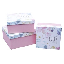 Коробка подарочная "Baby" 21*21*10,5см розовый/принт