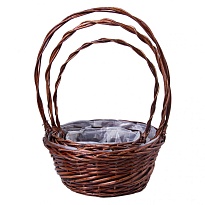 Корзина плетеная (ива) d30*h13*hh43см круг коричневый