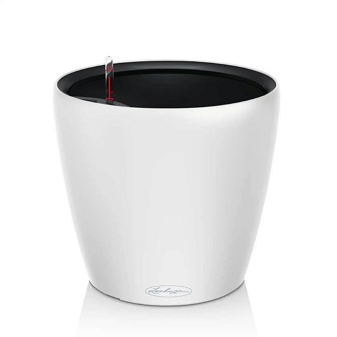 Кашпо Lechuza Классико Колор 21 LS, автополив, белый d22 h20см