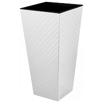 Горшок Manhattan Cube 30*30 h56,4см 19л с вкладкой пластик белоснежный жасмин