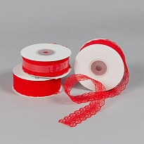 Лента кружево 3см*20ярд красный