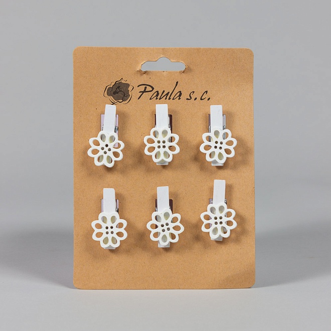 Прищепка цветы 6шт 3,5*2см микс